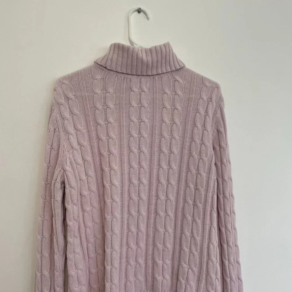 CROFT & BARROW Cable Knit Turtleneck Sweater Light Pink Baby Pink Cotton Blend L - Picture 15 of 16